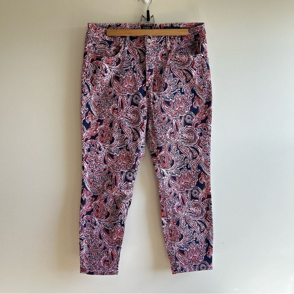 Jones New York Paisley Lexington Skinny Crop Pant size 14